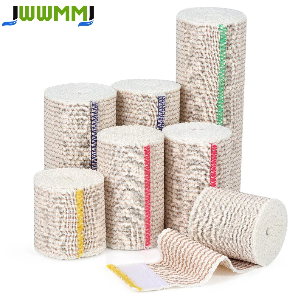 1Roll Elastic Bandage Wrap, Compression Wrap Bandage for Legs, Ankle, Wrist, Knee, Tummy, Body, Lymphedema Wraps