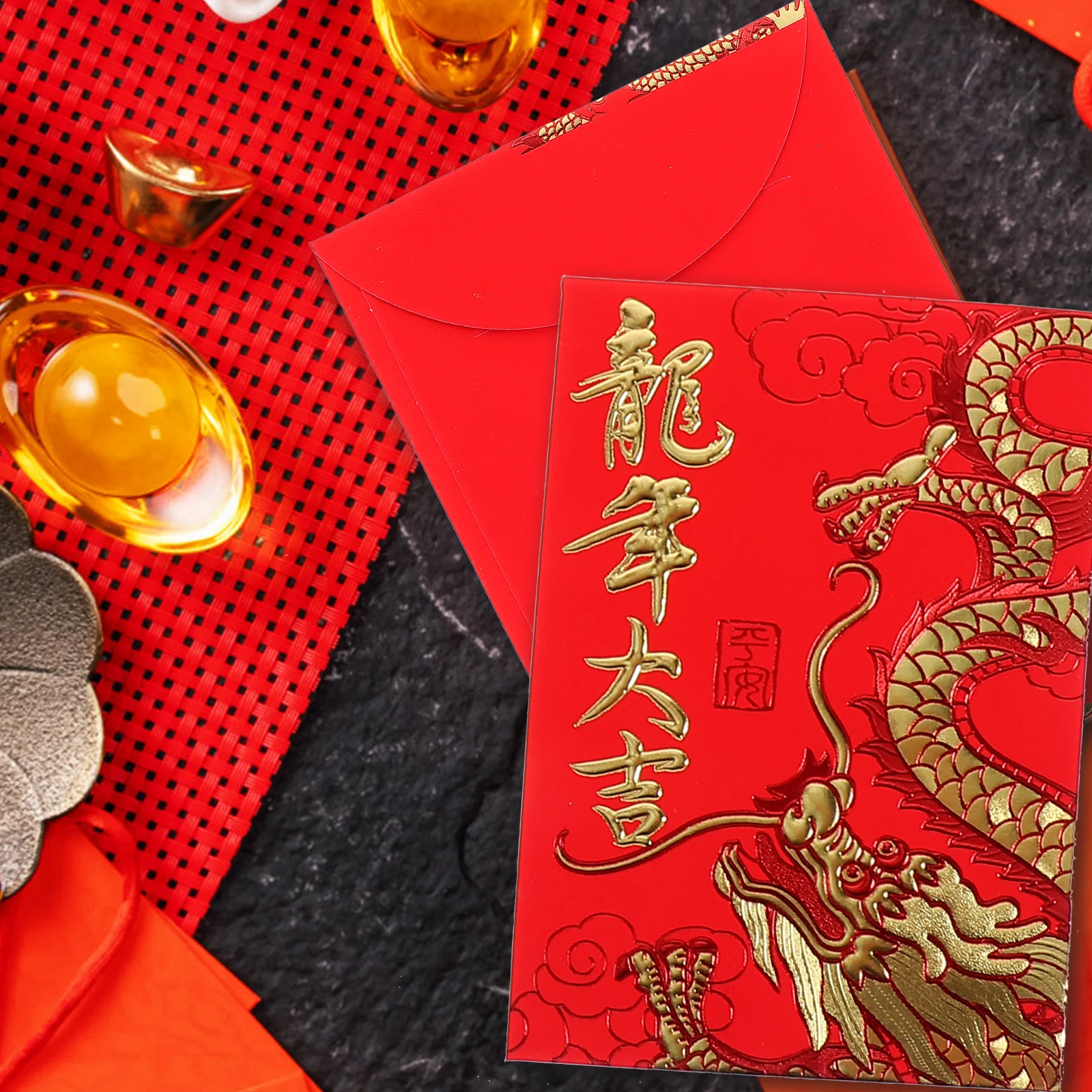 60Pcs Traditional Red Pockets Lucky Money Bags Chinese Style Decorative Red Packets for Spring Festival Money Storage Packet