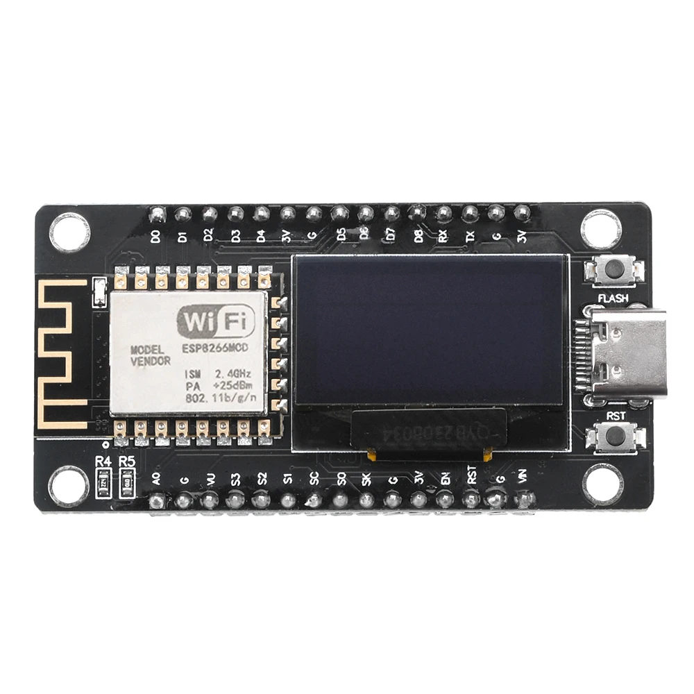 Esp-12F Nodecu Esp8266 WiFi development board module Ch340C, with 0.96 Oled screen, yellow blue display screen, DC3.3V-5V