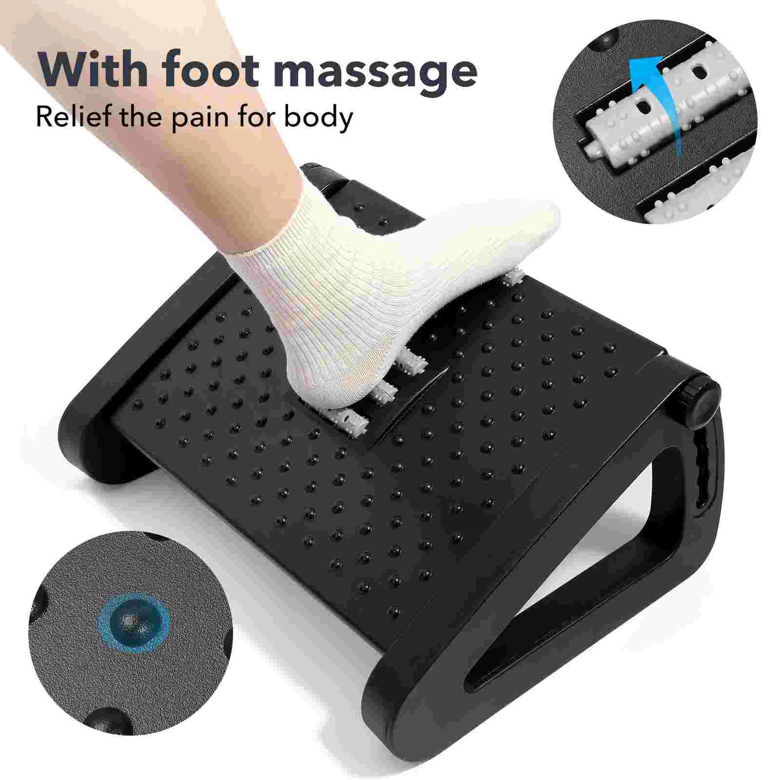 Anti-rocking Leg Artifact Under Desk Foot Stool Rest Ergonomic Roller Stools Footrest Walker