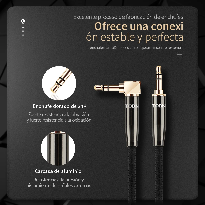 Imagen 4: Cable auxiliar HIFI 3,5 para coche 6N OCC, conector de audio macho a macho para teléfono móvil