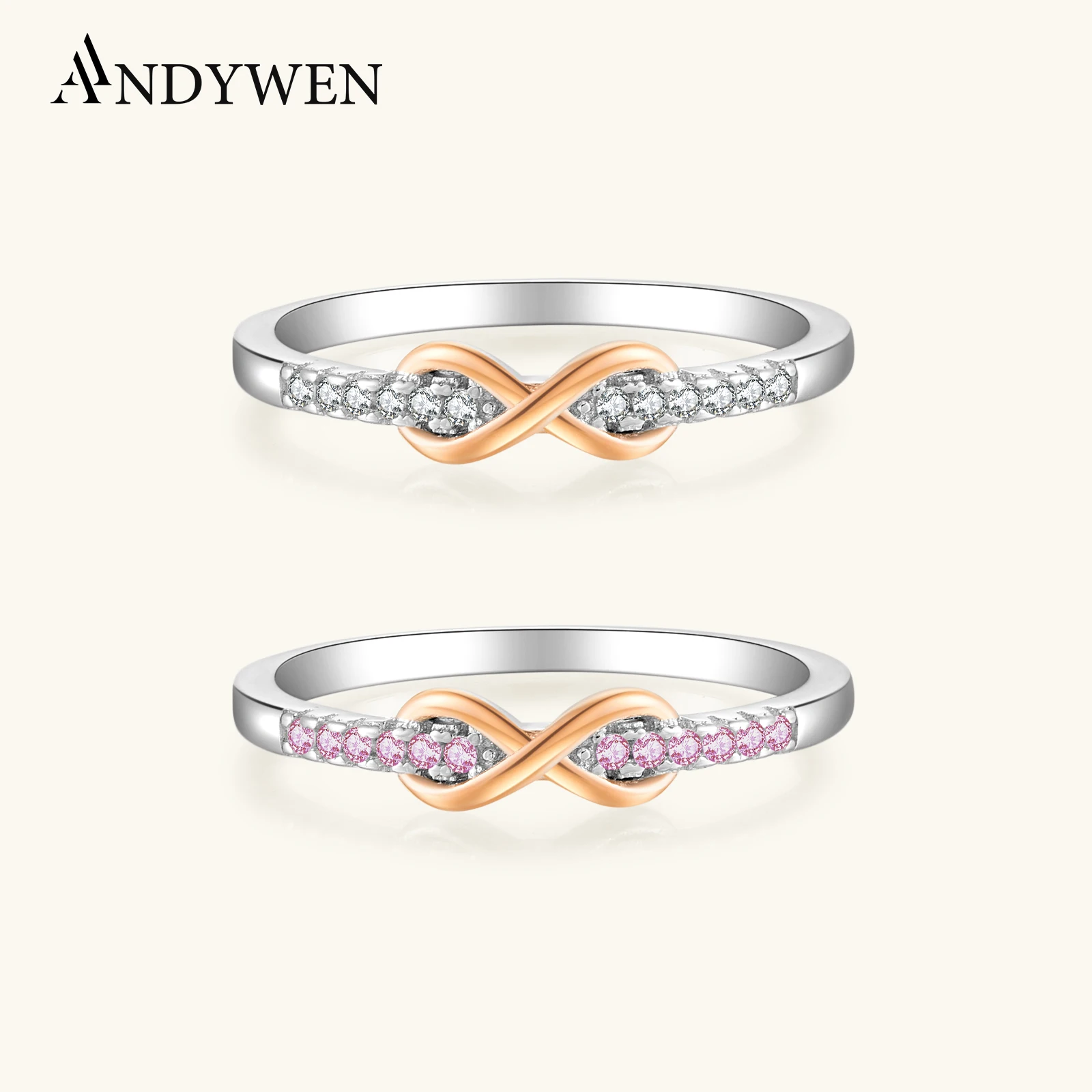 

ANDYWEN New 925 Sterling Silver Gold INFINITE LOVE Mother's Rings Valentiens's Jewelry Gift 2023 Wedding Jewels Crystal CZ