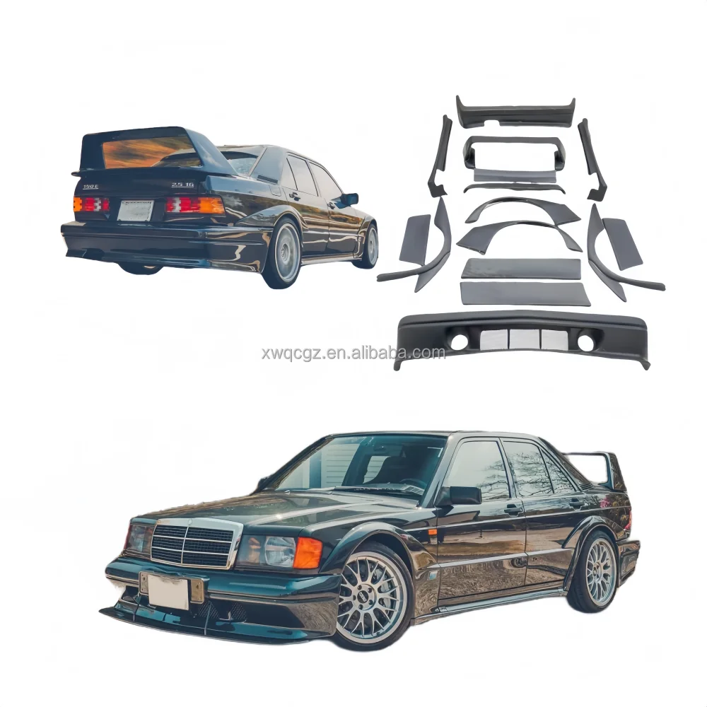 

For Mercedes-Benz C-Class W201190E Body Kit Wide Body Fender EVO2 190e Front Bumper Rear Bumper Side Skirt Rear Spoiler Wing