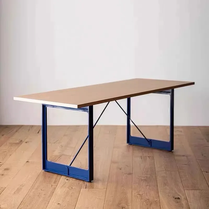 Solid wood iron desk, study desk, conference desk, large board table, long table, office simple computer , workbench