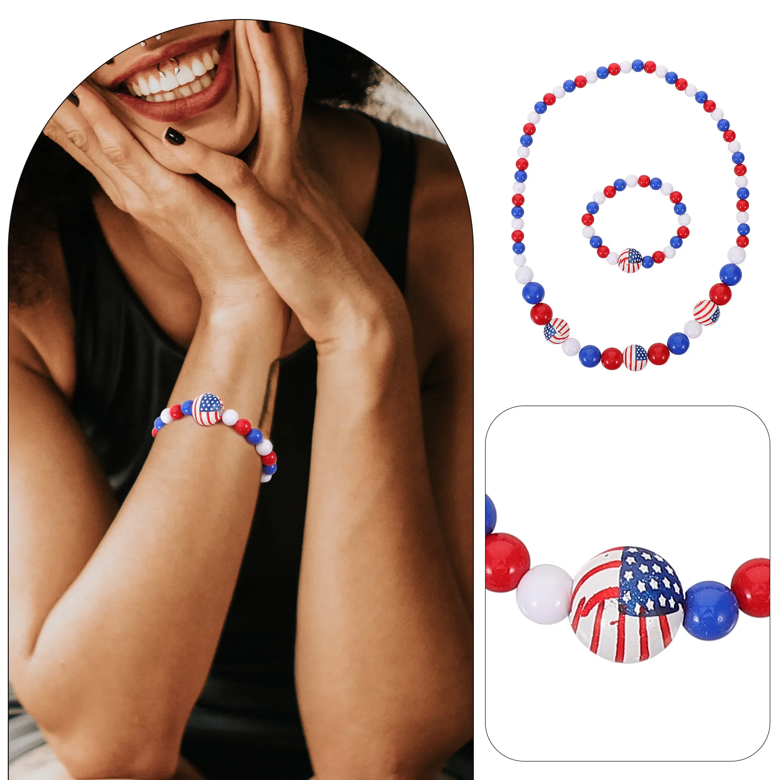 

Wooden Beaded Pendant Ornament Girls Necklace Flag Jewelry Kits for Adults Women Miss