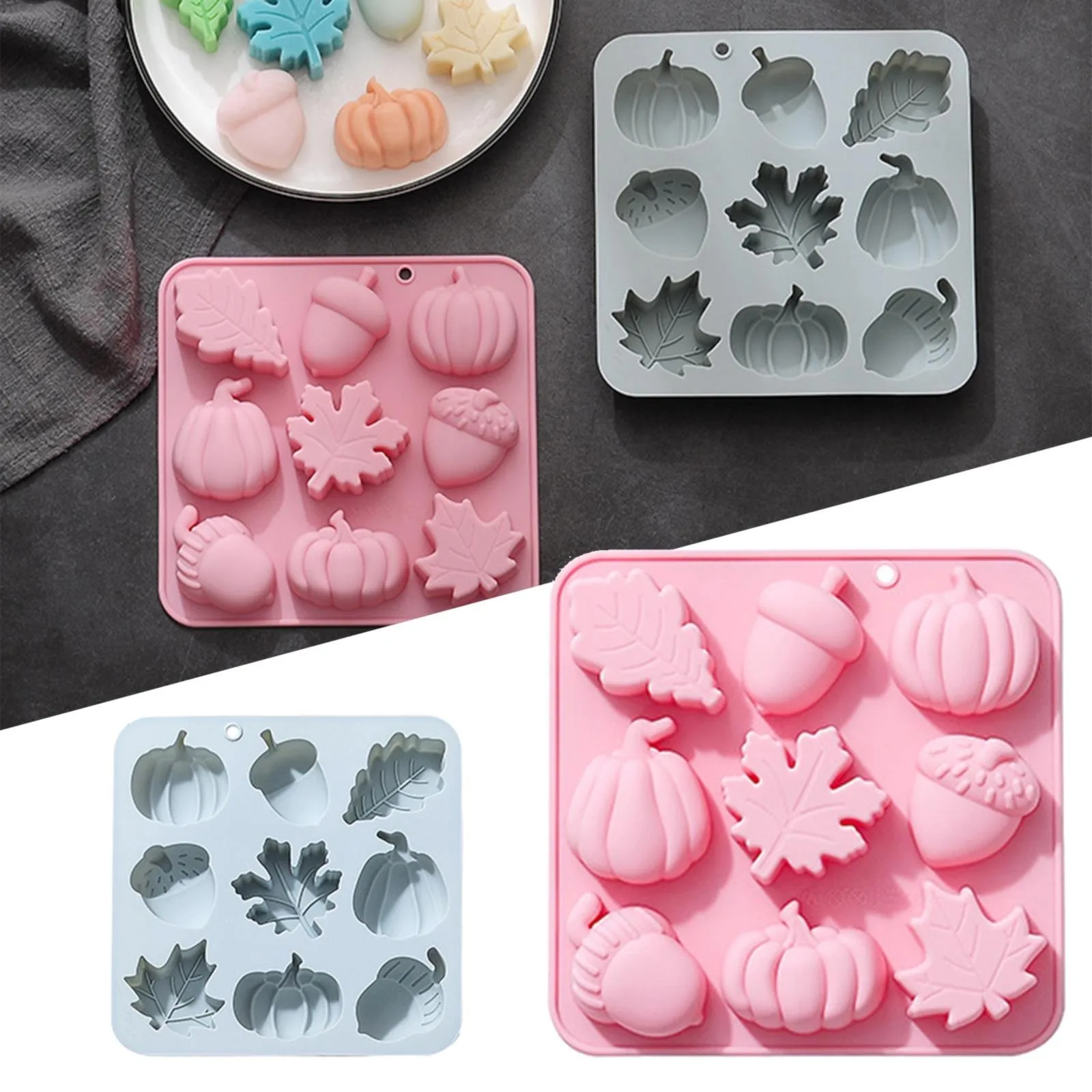 

9 Even Pumpkin Leaves Fruit Shape Autumn Theme Silicone Chocolate Cake Shape Silicone Mold Cake DIY Decoration 3D Mould Tools