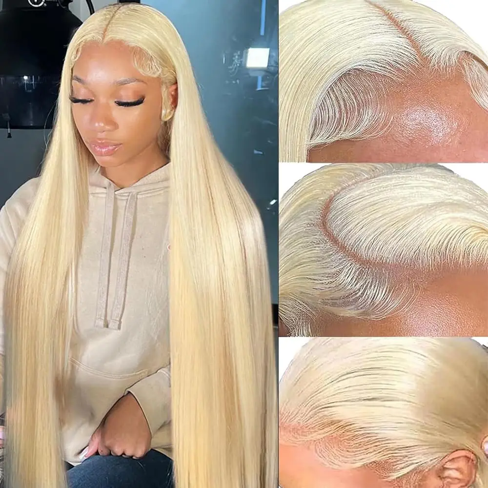 

220% 34 30 Inch 613 Blonde Lace Wig 13x6 Human Hair Brazilian Remy Pre Plucked Bone Straight 13x4 Lace Front Human Hair Wigs