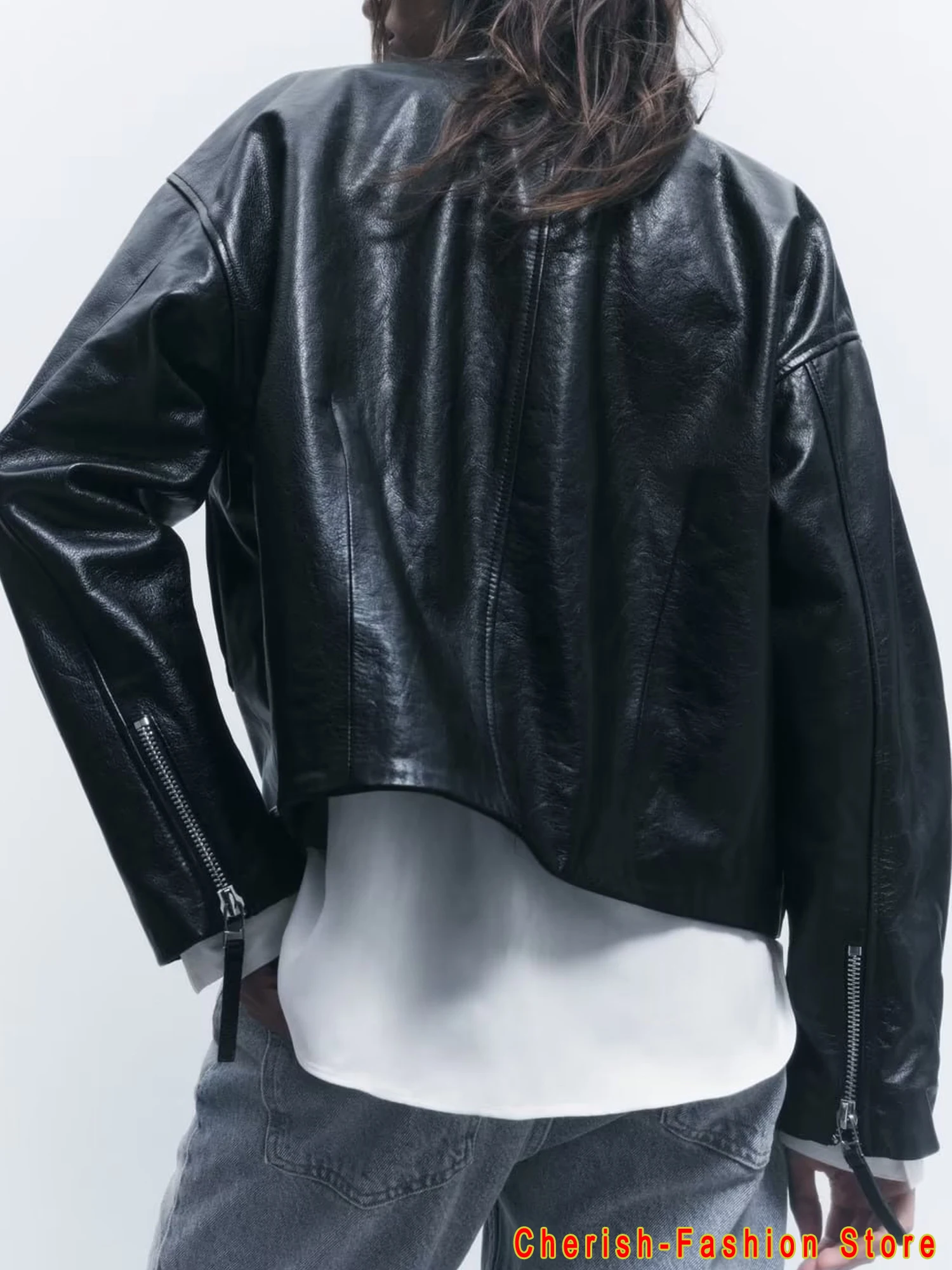 Vestes courtes en cuir PU pour femmes, vêtements vintage, bouton Harajuku, fermeture éclair décontractée, Streetwear chaud, CombBrand, automne et hiver 2023