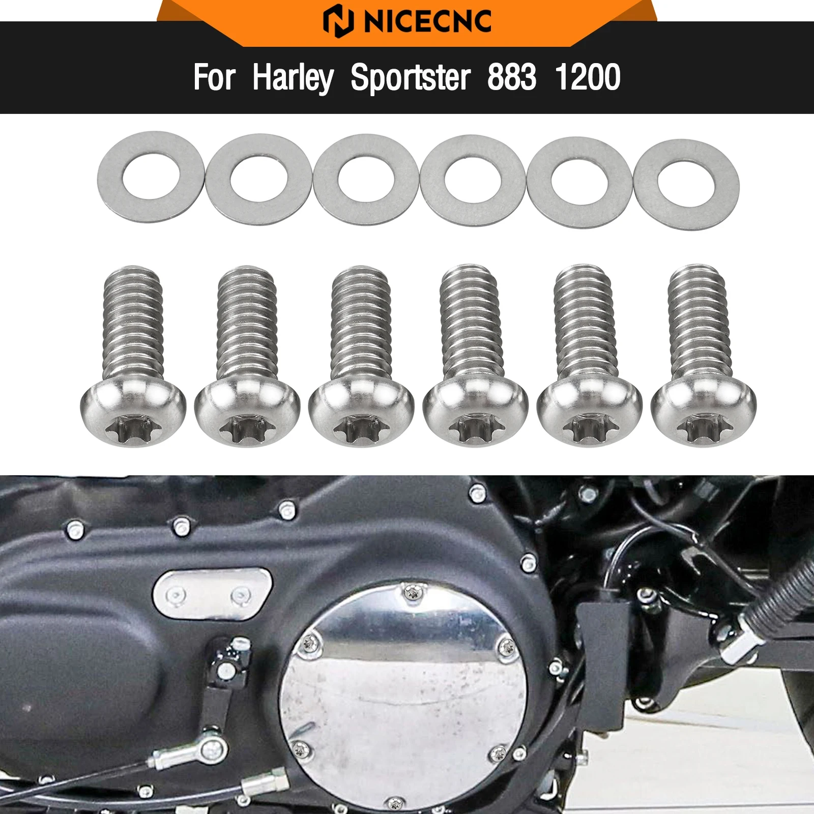 

For Harley Sportster 883 Super Low XL883L 2011-2019 Derby Cover Screws Sportster 1200 Custom XL1200C Iron 883 XL883N XL1200NS