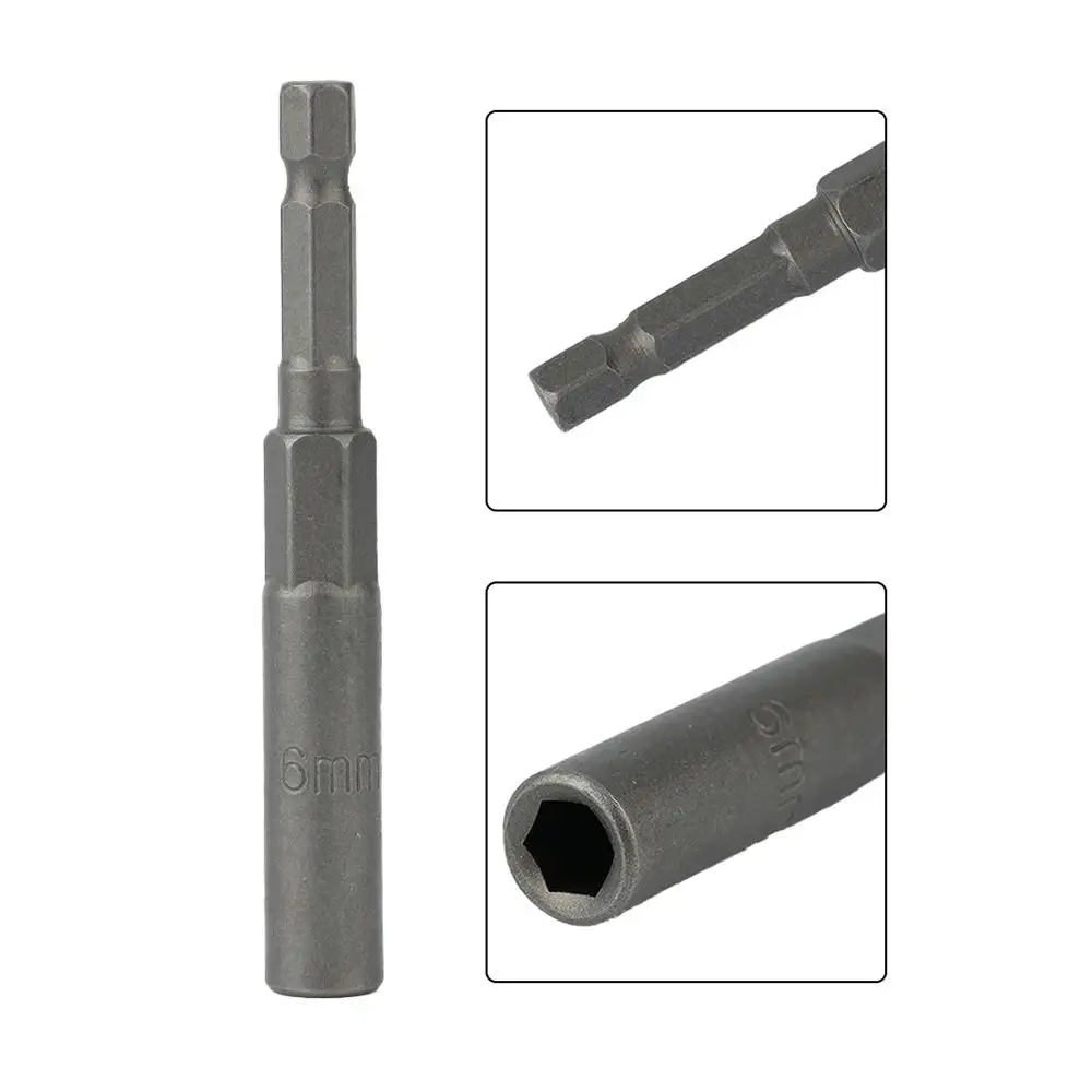 1Pcs Drive Socket Hex Socket Magnetic Nut Screwdriver 5.5-19mm Key Drill Bit Adapter 80mm Length Pneumatic Tool Accessory
