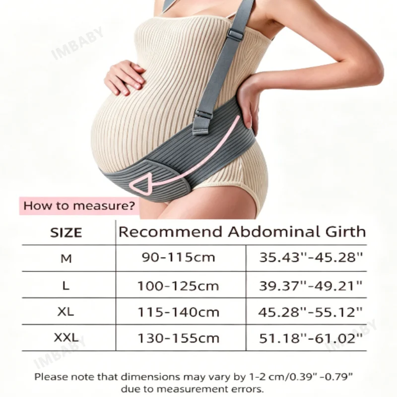 Faja de Soporte Abdominal Ajustable para Maternidad, Soporte Lumbar Transpirable en Forma de U, Banda Abdominal con Correa para Hombro para el Segundo Trimestre del Embarazo