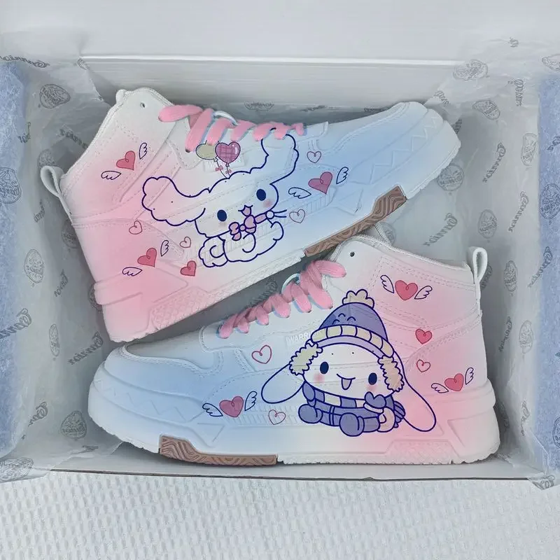 Nowe oddychające Casual damskie buty Sanrio dziewczęce cynamonowe buty deskorolkowe śliczne kreskówki modne trampki do biegania sportowe buty na