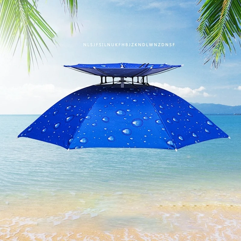 Double Layer Windproof Umbrella Cap Sunscreen Shade Umbrella Cap Double-Layer Fishing Umbrella Cap