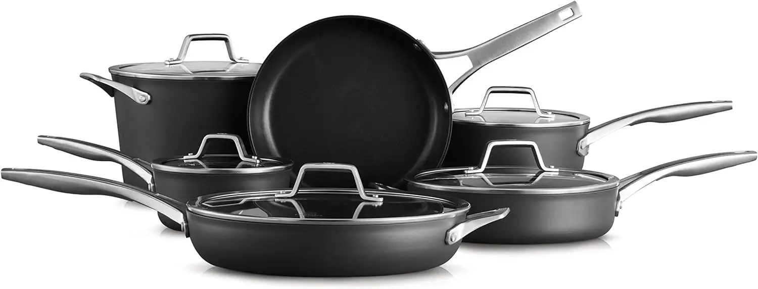 Hard-Anodized Nonstick Cookware, 11-Piece Pots and Pans Set, Dishwasher and Oven Safe, with MineralShield Nonstick Technology