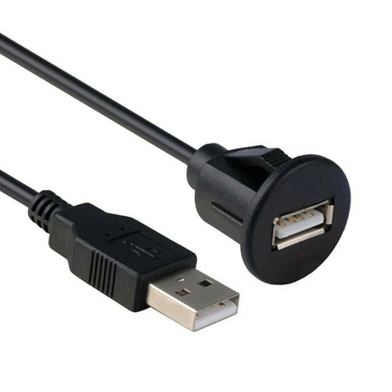 Línea montaje empotrado para salpicadero coche, Cable extensión Panel puerto USB 2,0, enchufe macho a