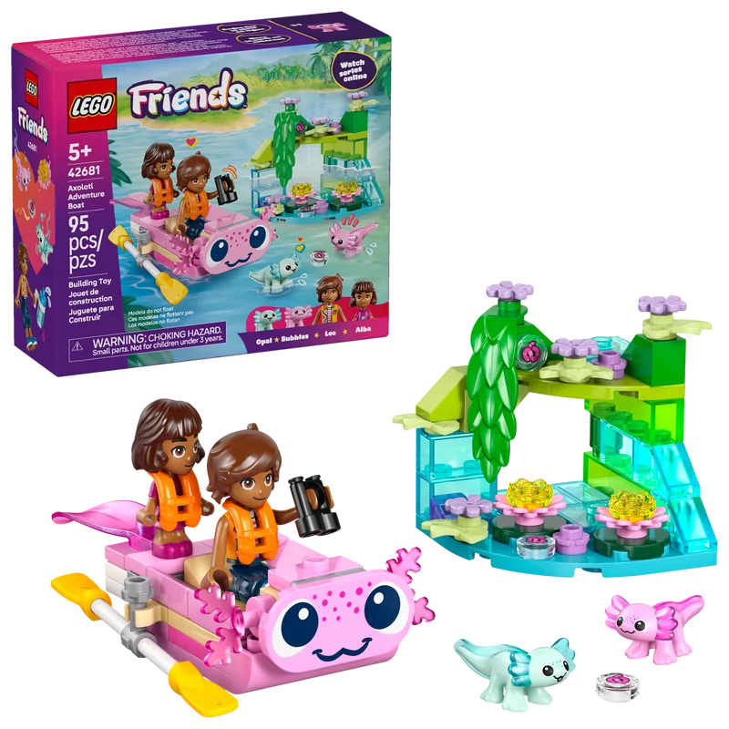 

ЛЕГО ® Конструктор Friends Axolotl Adventure Boat (42681) - Игровой набор для сборки игрушки-аксолотля, 95 деталей, для детей от 5 лет