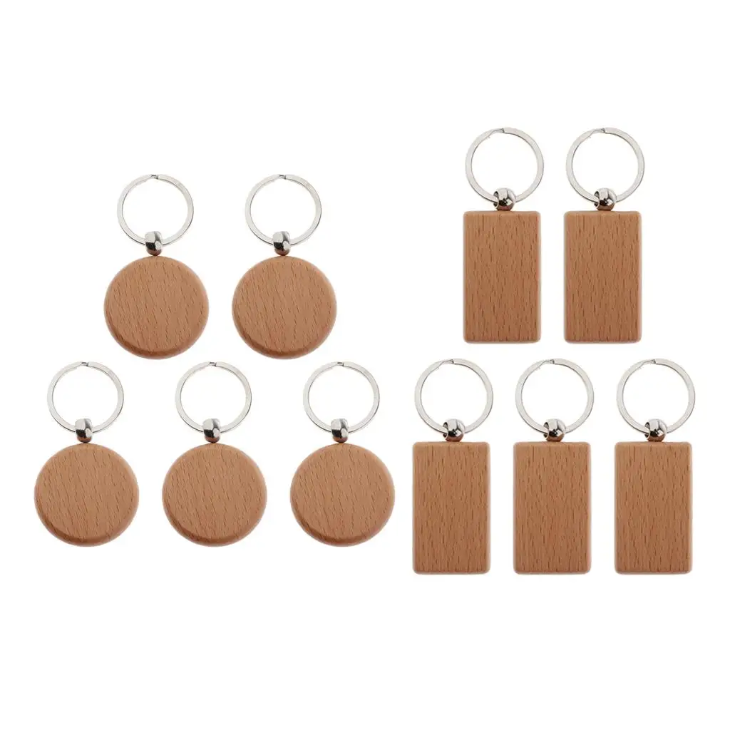 

5x Blank Wooden KeyChain ring Key Tags Lables for Car Key Rings Hanging Pendants