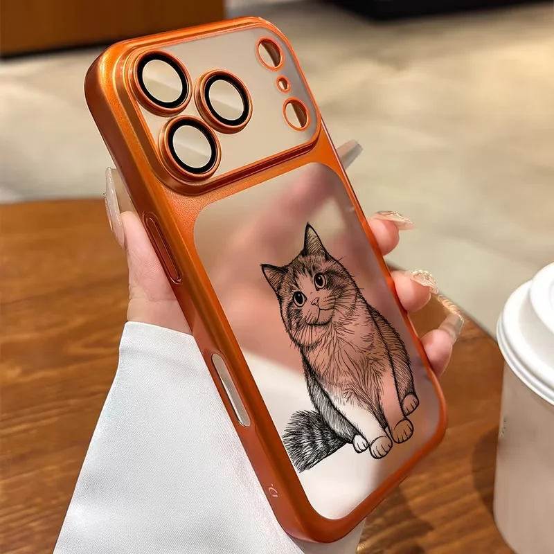 Gepersonaliseerde luxe op maat gemaakte fotolijntekening patroon mat PC telefoonhoesje voor iPhone 17 16 15 14 13 12 Pro Max gepersonaliseerd cadeau