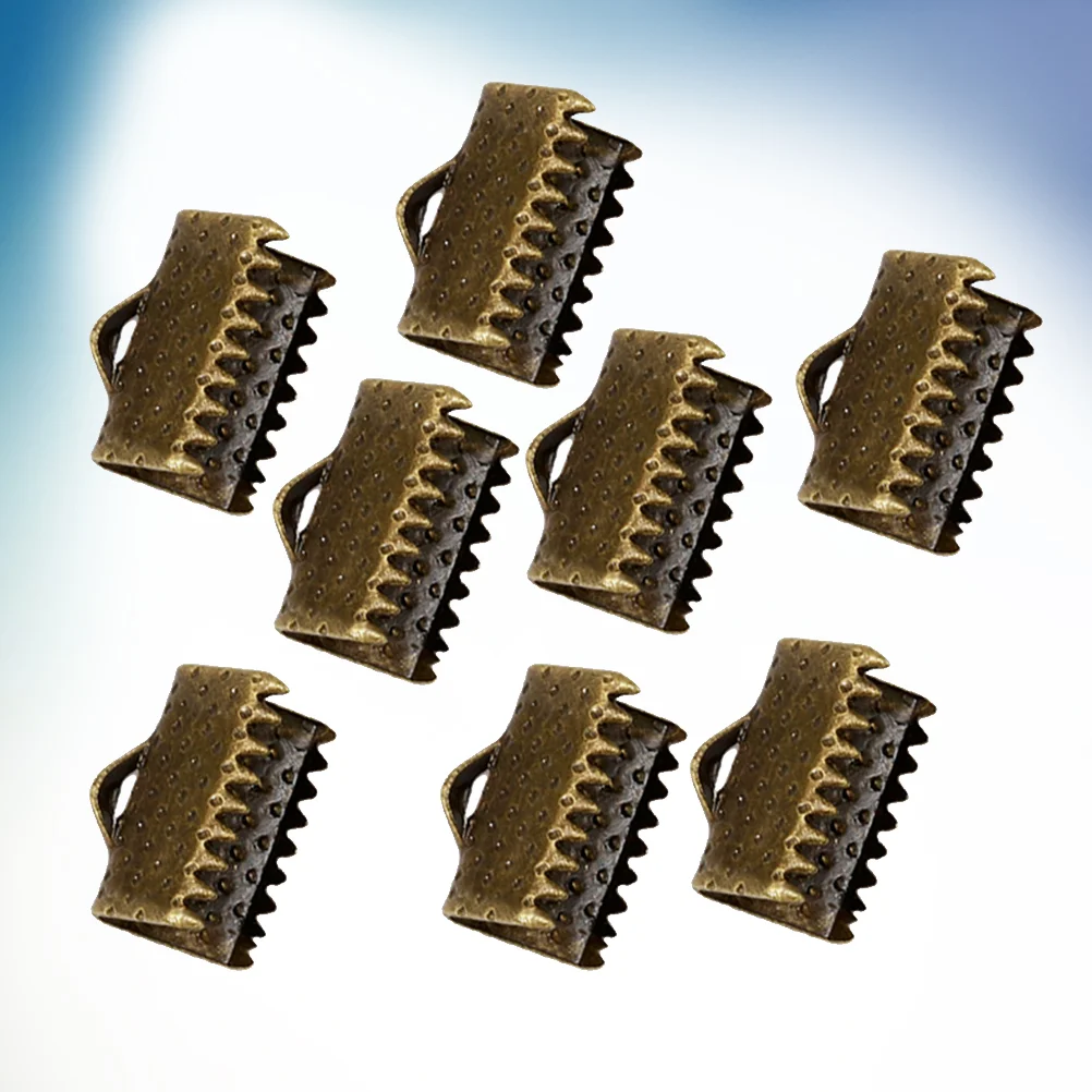 100 PCS End of Line Necklace Closures Jump Rings for Jewelry Making Textured Crimp Clamps