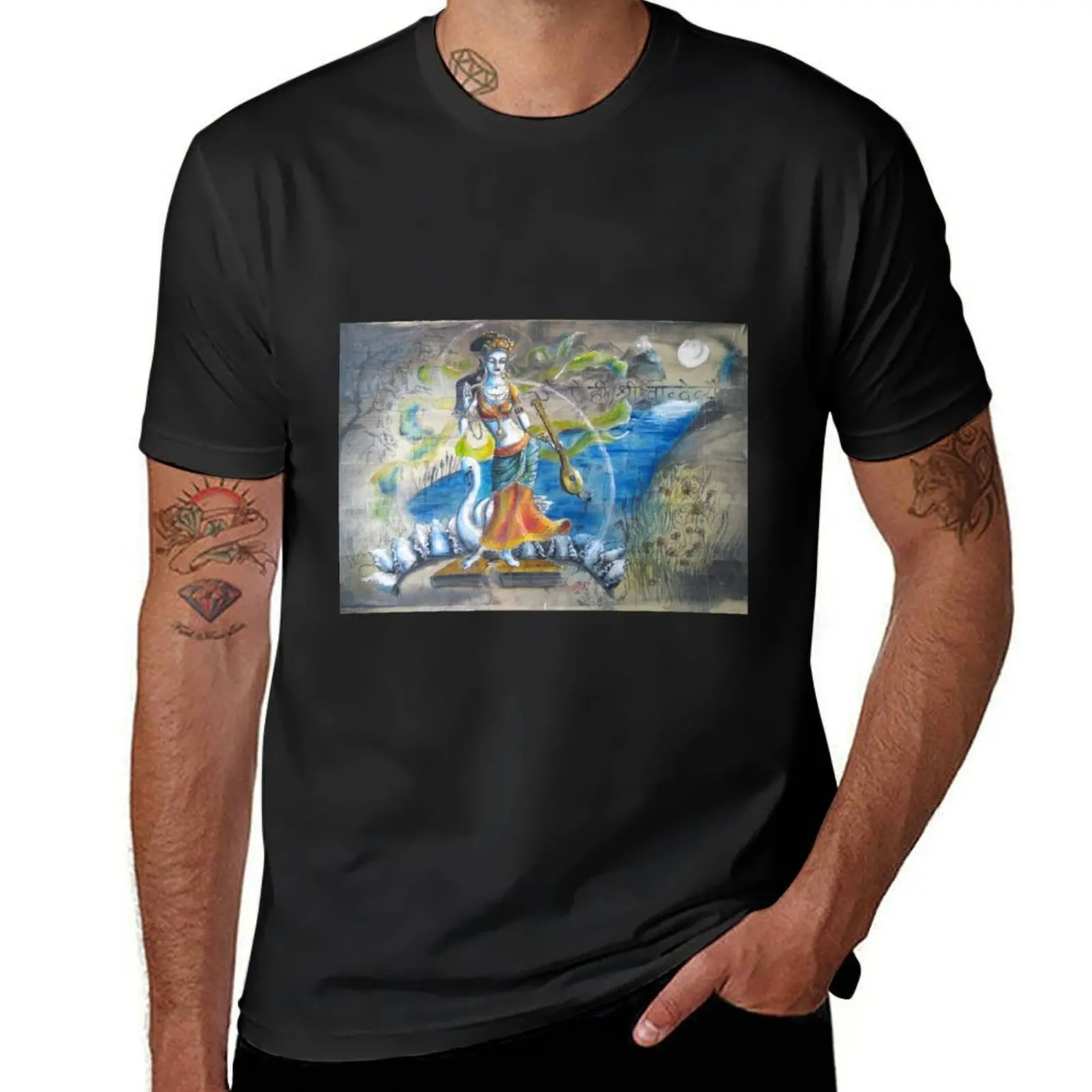 Saraswati by Moon T-Shirt funnys customs design your own summer clothes blanks t shirts for men pack