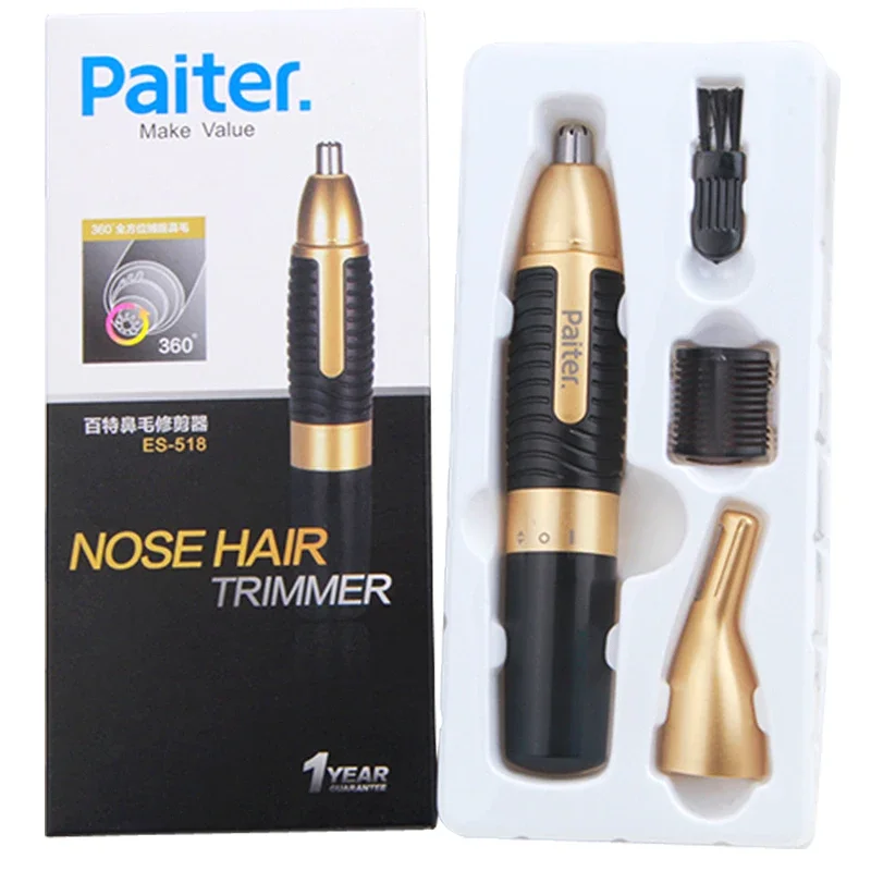 Naso capelli trimmer collo rasatura uomo piccolo rasoio barba peli del viso trimer per naso Paiter ES-518 elettrico sopracciglio trimmer