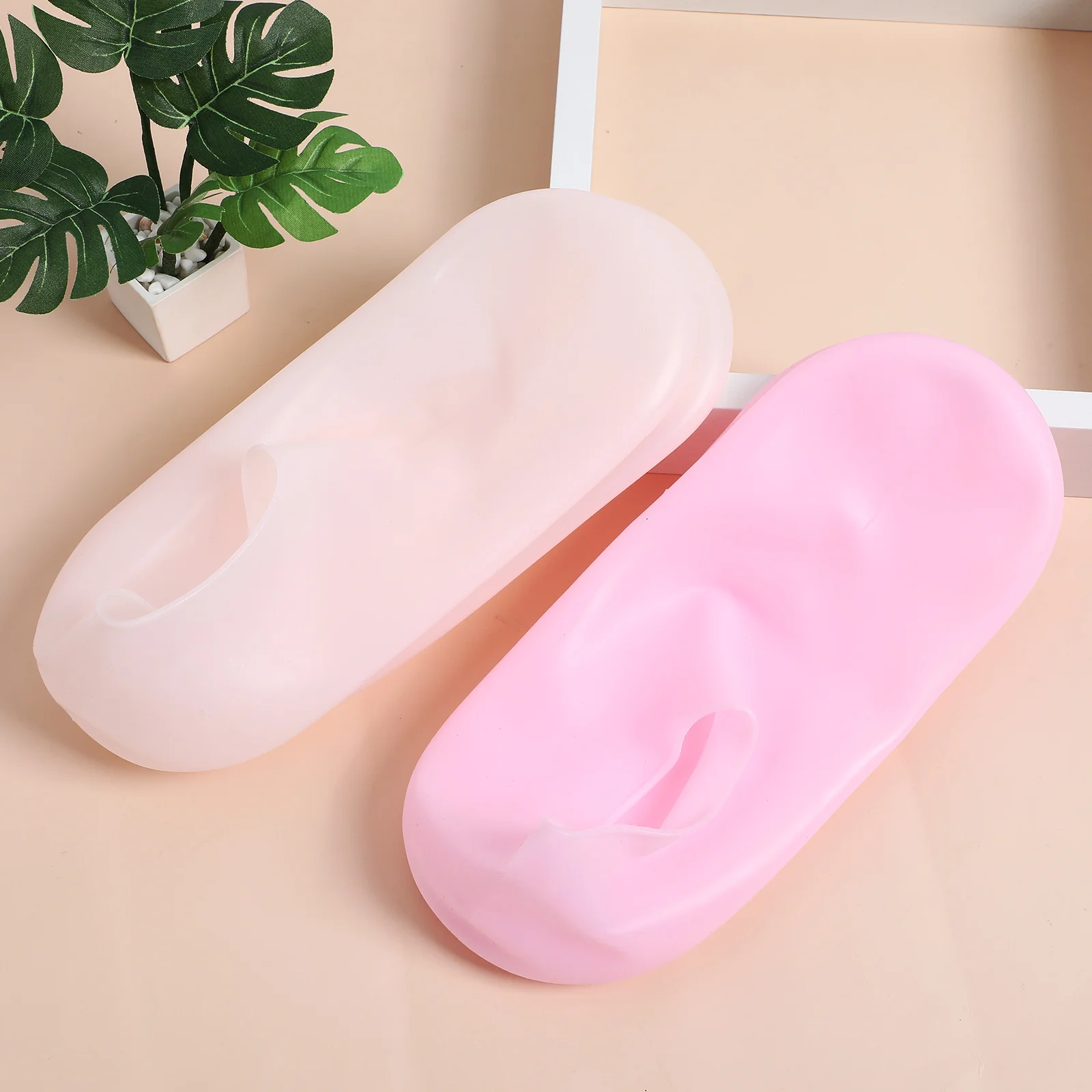 

4 Pairs Silicone Socks Pink Nude Moisturizing Spa Foot Care Gel Women Comfort Elastic Dry Skin Treatment