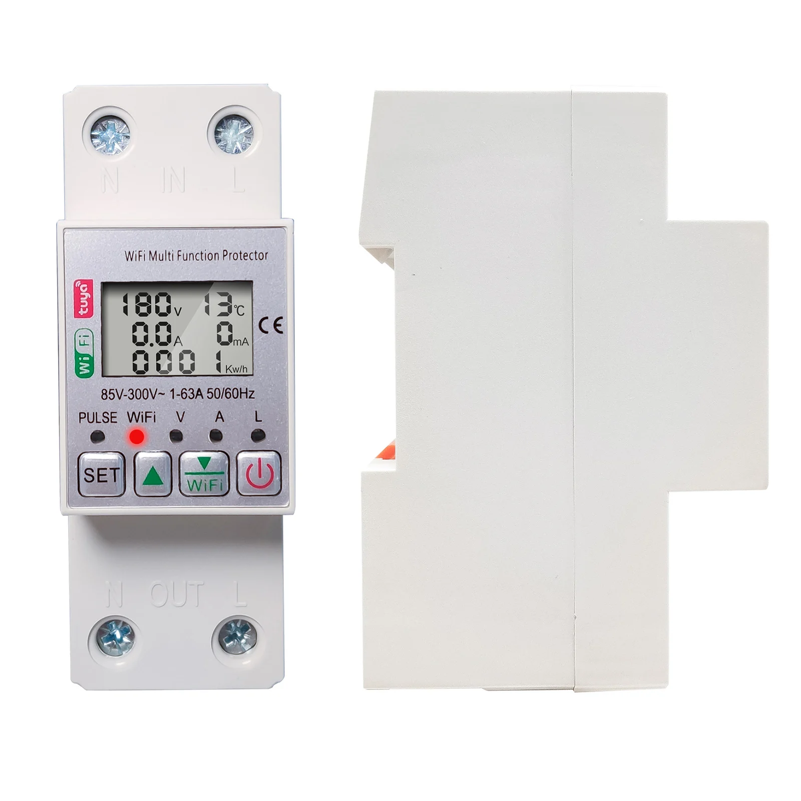 Brak WiFi inteligentny miernik termometr 10-99mA 1A-63A 1 szt. 85V-300V regulowana inteligentna ochrona inteligentny wyłącznik