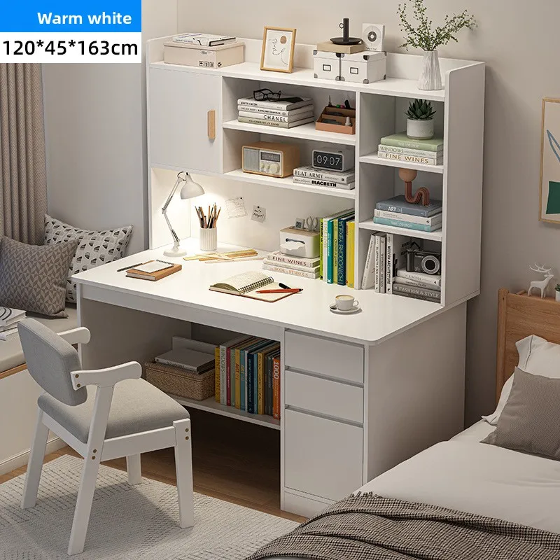 Escritorio Resistente para el Hogar, Moderno y Sencillo, con Estantería Integrada, para Dormitorio de Estudiantes, para Aprender a Escribir y Dibujar, Escritorio de Oficina para Computadora