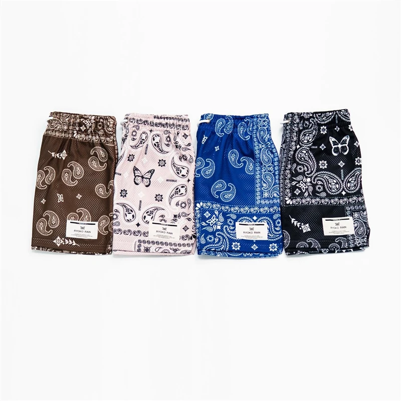 2024 New Ryoko Rain Mesh Shorts Mens Trend Paisley Print Shorts Gym Basketball Shorts Men Workout Running Short Pants Men Shorts