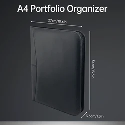 Bisofice Zippered Business Padfolio A4 PU Leather Portfolio Organizer for Interview Resume Document Planner Agenda  Holder