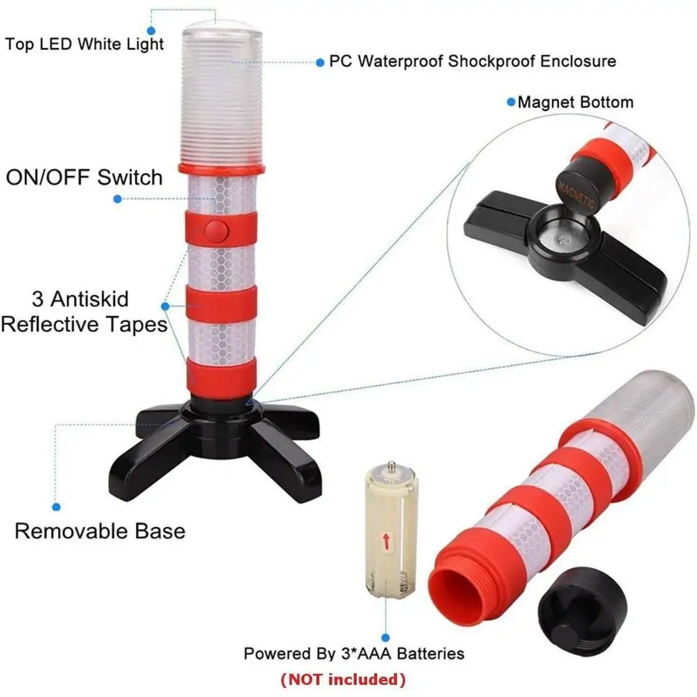 2pcs LED Car Emergency Traffic Warning Lights SKU874224 Roadside Safety Flashing Solid/Strobe Lights Flashlight Universal
