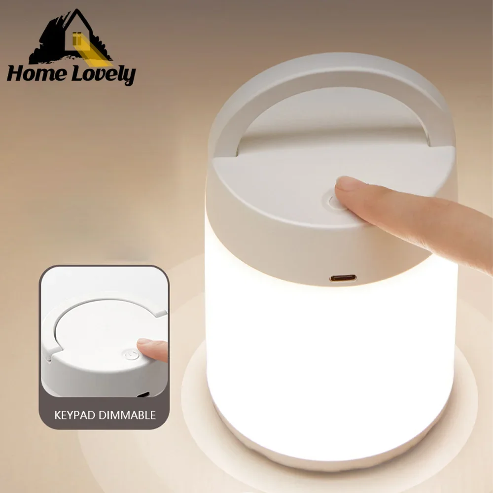 

Portable LED Night Light Touch Dimmable Outdoor Lantern USB Rechargeable Bedroom Bedside Lamp for Children Baby Gift