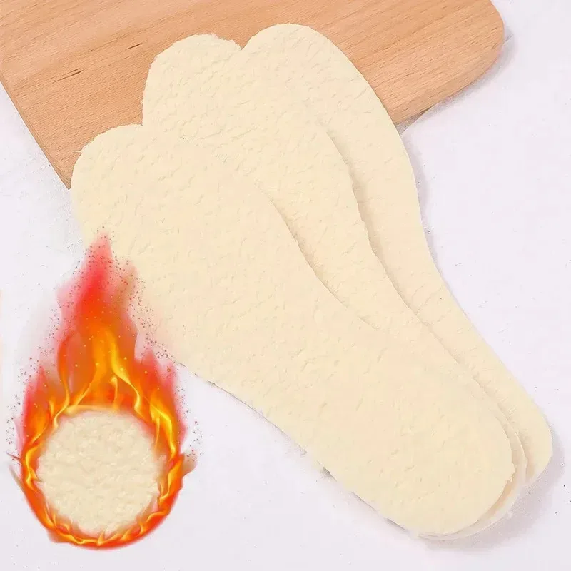 1-7Pairs Natural Sheepskin Wool Insoles For Shoes Men Winter Feet Warm Thicken Fluffy Fleece Insoles Women Snow Boots Shoe Pads