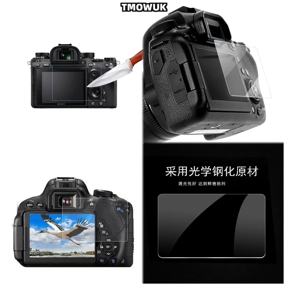 

​​For Canon 5D2 Anti-Fingerprint Tempered Glass - 9H Anti-Glare HD Protective Film For Camera LCD Display TMOWUK