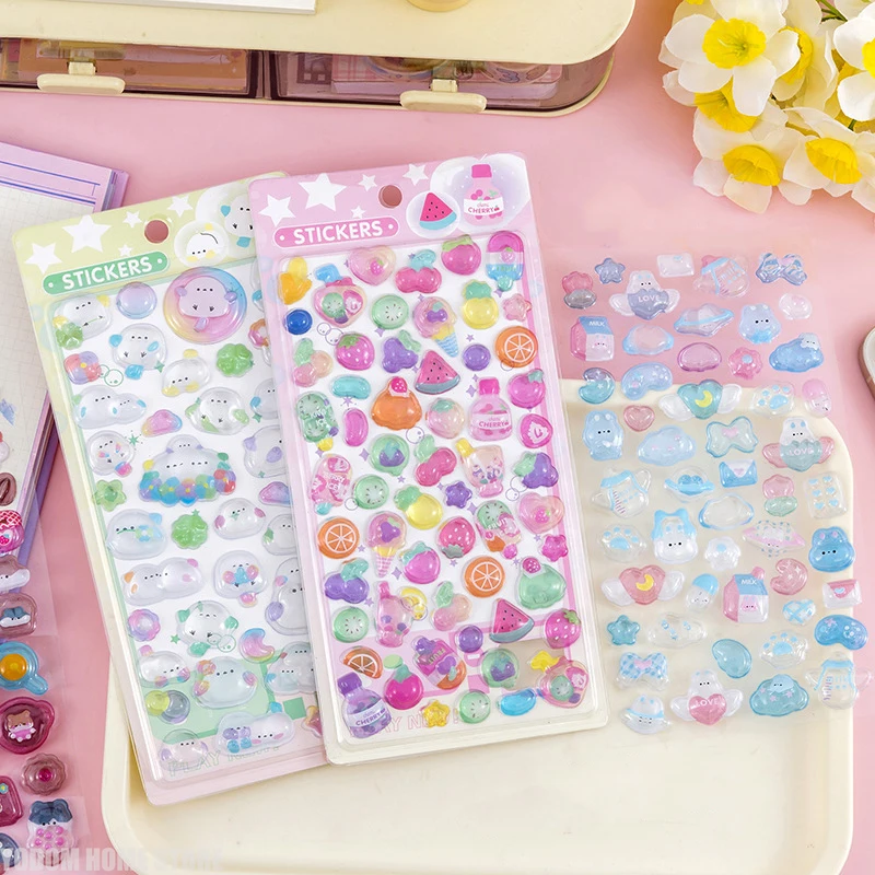 

12Pcs Kawaii 3D Embossed Stickers Cute Animal & Fruit Designs for Scrapbook, DIY Crafts, Phone & Water Bottle Decoration