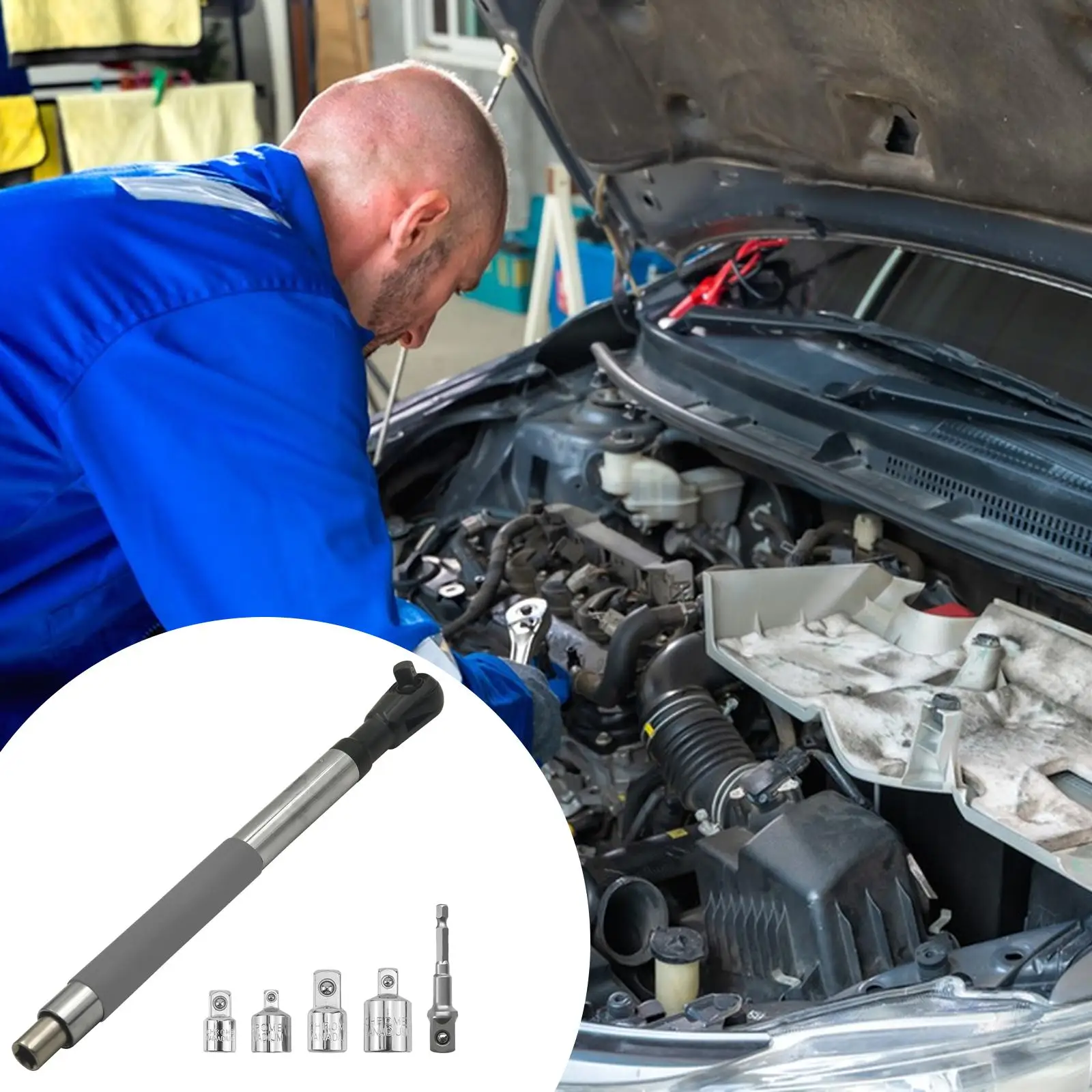 

Удлинитель для ударного гайковерта 1/2 дюйма, профессиональный, с адаптером для дрели и универсальными насадками, цепной привод