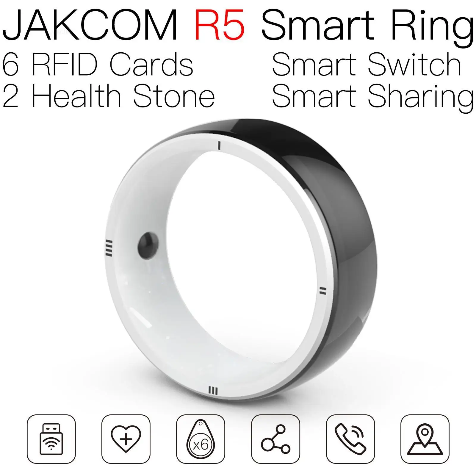 

JAKCOM R5 Smart Ring Super value than rfid chip black laser tag pvc badge printer bracelet dual frequency writable nfc card