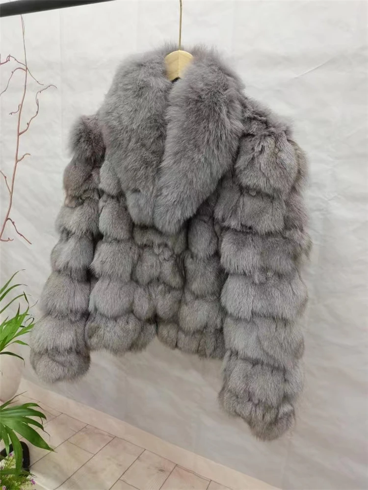 Furshehe-abrigo de piel de zorro auténtica para mujer, chaquetas gruesas y cálidas de piel de zorro Natural, estilo corto a la moda, prendas de