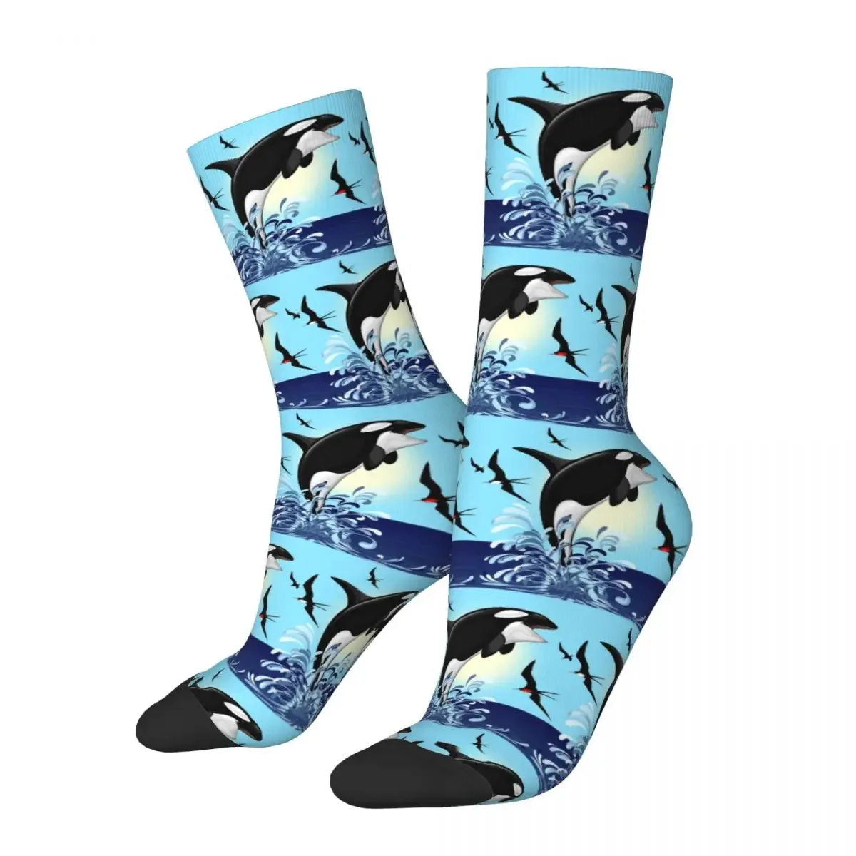 Orca Killer Whale Jumping Out The Ocean Socks Harajuku Super Soft Stockings All Season Long Socks Accessories for Unisex Gifts