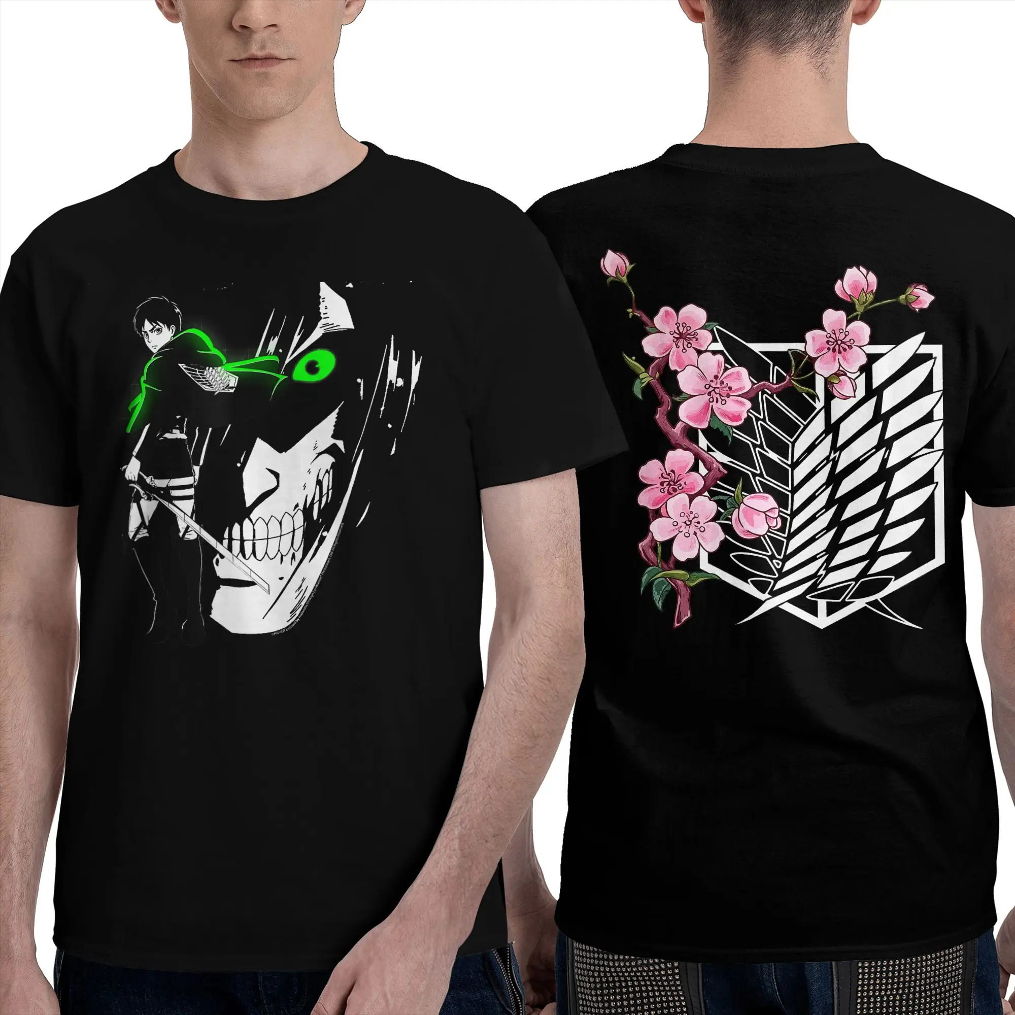 Vintage Attack on Titan Eren Jaeger Glow Anime T-Shirt for Men Crew Neck Cotton T Shirt  Short Sleeve Tee Shirt 6XL Tops