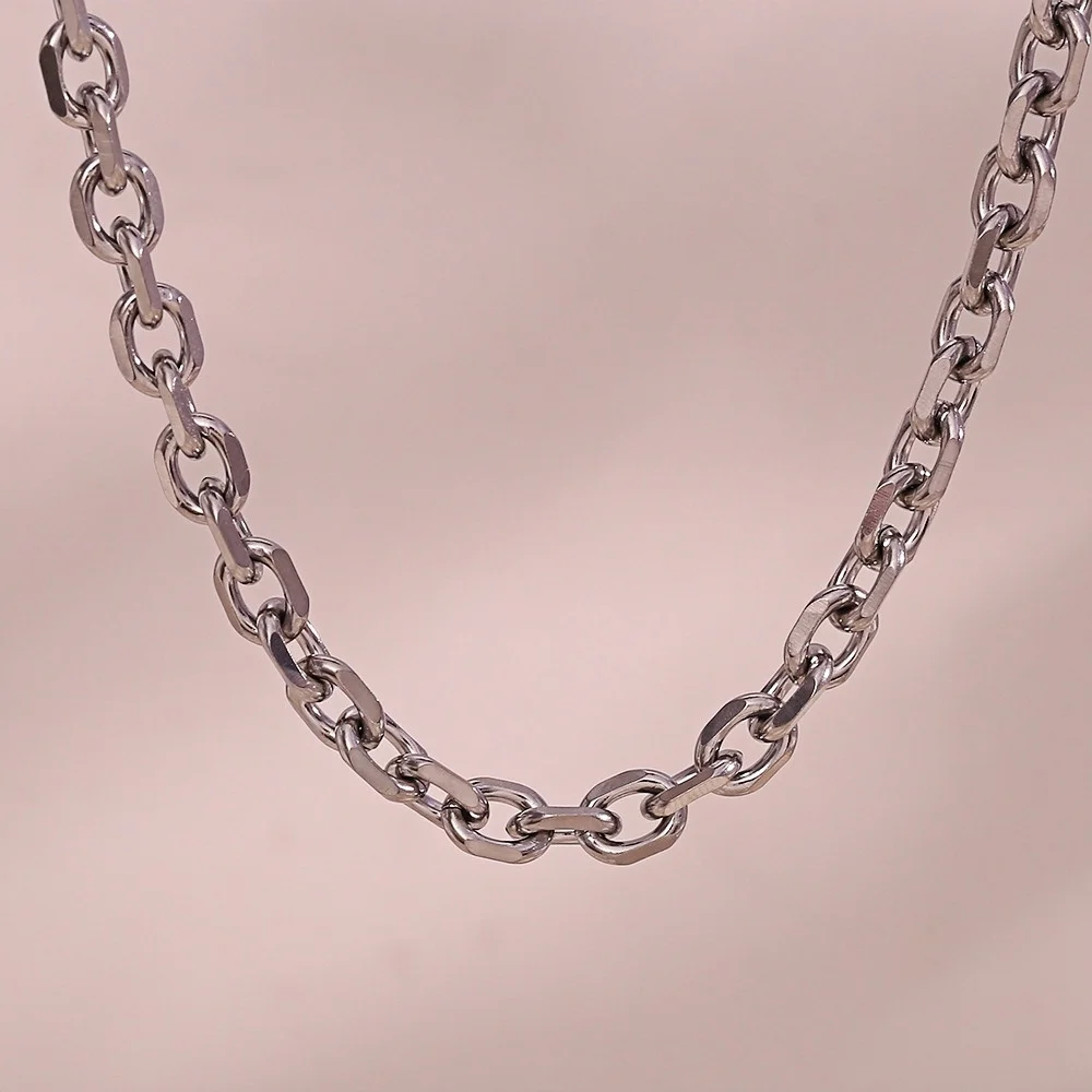 7mm Edelstahl-Kreuzkettenhalskette für Männer, einfache dicke Kettenhalskette für Frauen, modischer Schmuck aus Titanstahl – Detail 3