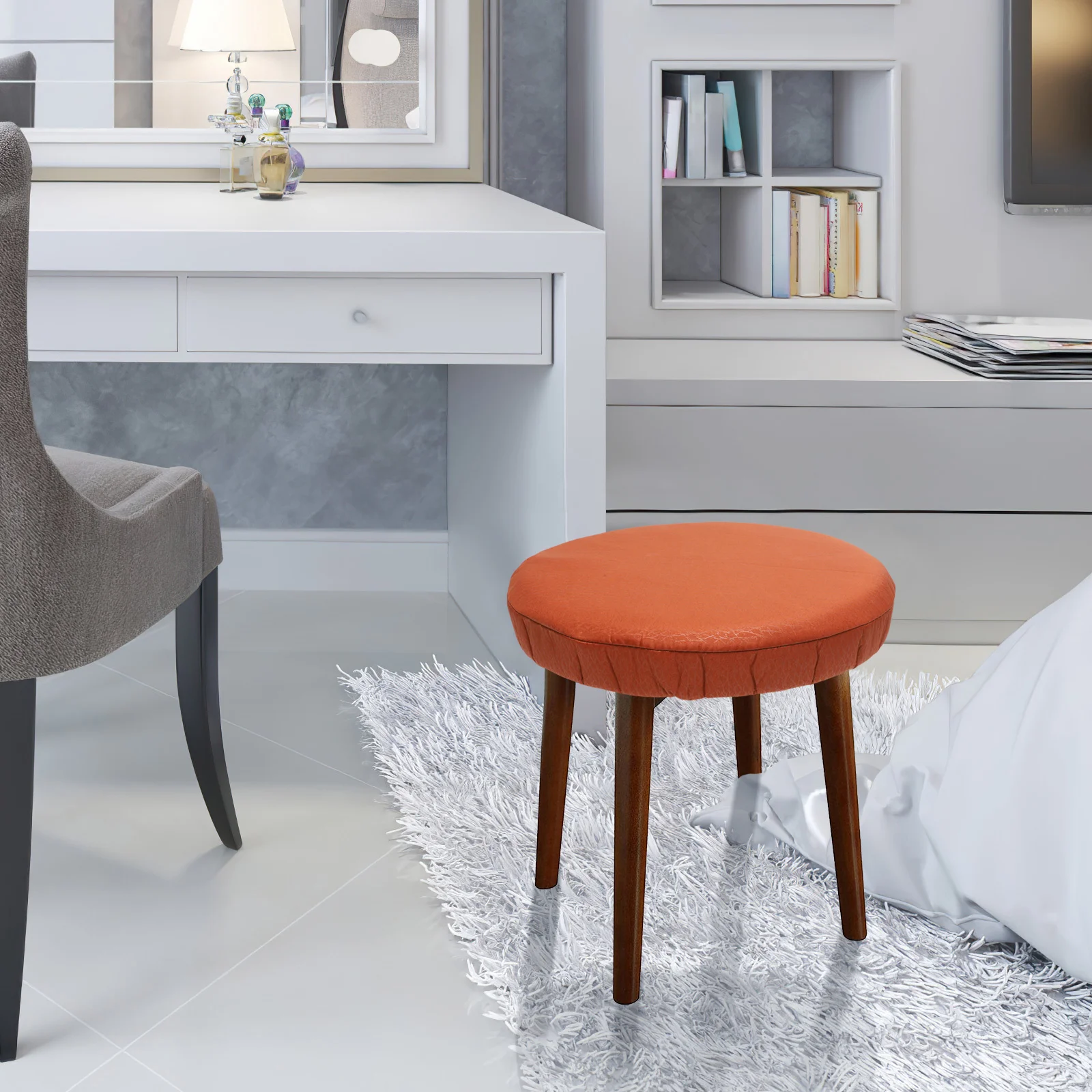 Ronde krukhoes Stretch elastische effen kleur Beschermende stoelhoes voor barkrukken Banketstoelen Kantoorgebruik Ronde krukzitting