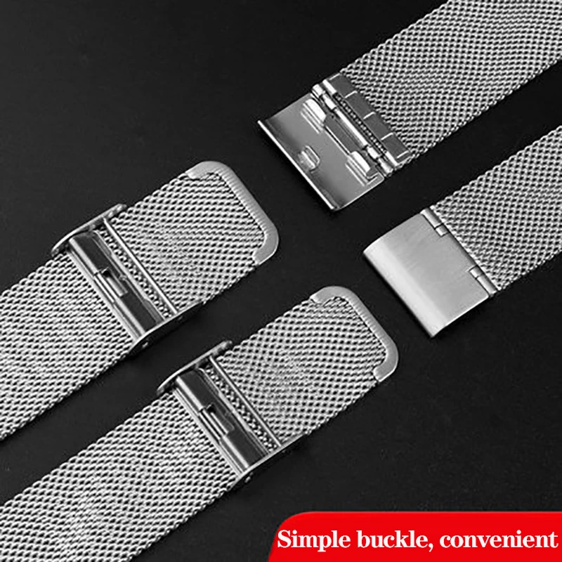 For Stainless Steel Milan Mesh Strap Classic Tooth Interface Metal Bracelet Breathable Waterproof Watchband 17mm 19mm