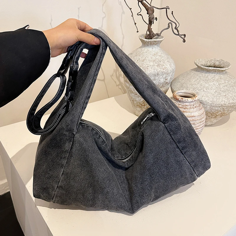 الدنيم بلون سستة الخياطة عادية حمل 2025 شتاء جديد تنوعا حقائب التنقل اليومي عادية بسيطة حقائب كتف باردة #1