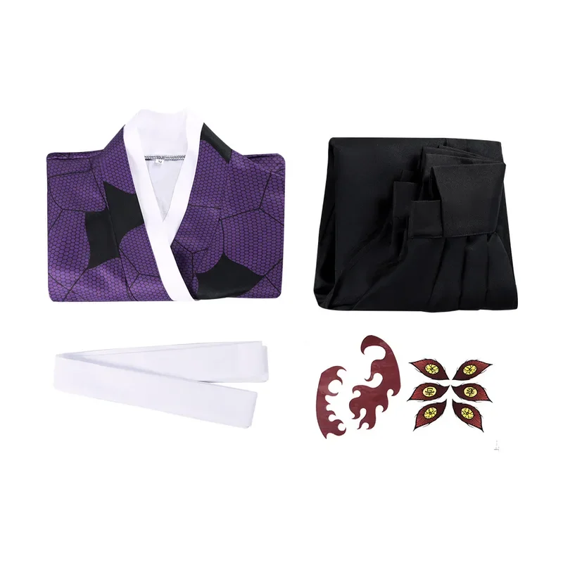 Anime Kokushibo Cosplay Costume Demon Slayer Cos Tattoo Stickers Anime Printing Kimono Uniform Shirt Halloween Carnival Outfits