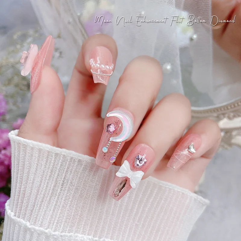 5 sztuk cyrkonie do paznokci wisiorki Nail Art księżyc kryształowa biżuteria kolor mokka kryształowy diament do paznokci