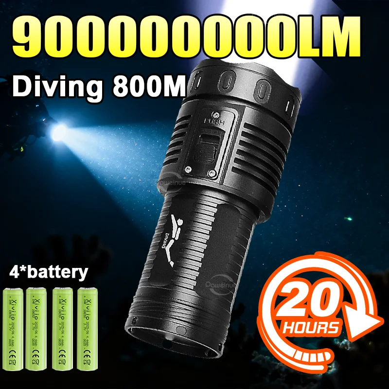Ultra-long battery life Diving flashlight charging strong light  flashlight waterproof submersible lighting at night submersible