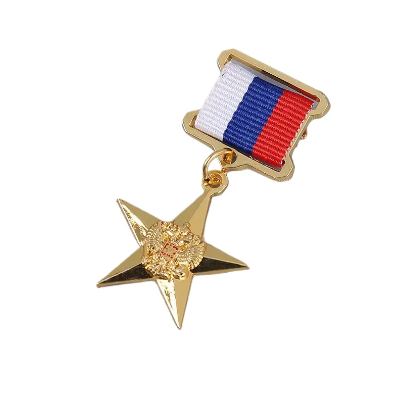 Radziecki rosyjski bohater pracy Medal Praca Złota gwiazda Przypinki Odznaka Pentagram Odznaka Broszka