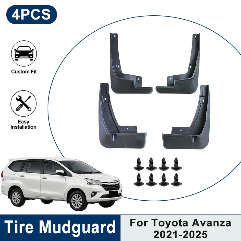 

4PCS Waterproof Car Mud Flaps For Toyota Avanza 2021 2022 2023 2024 2025 Anti-Splash Mudguards Fender Trim Auto Accessories