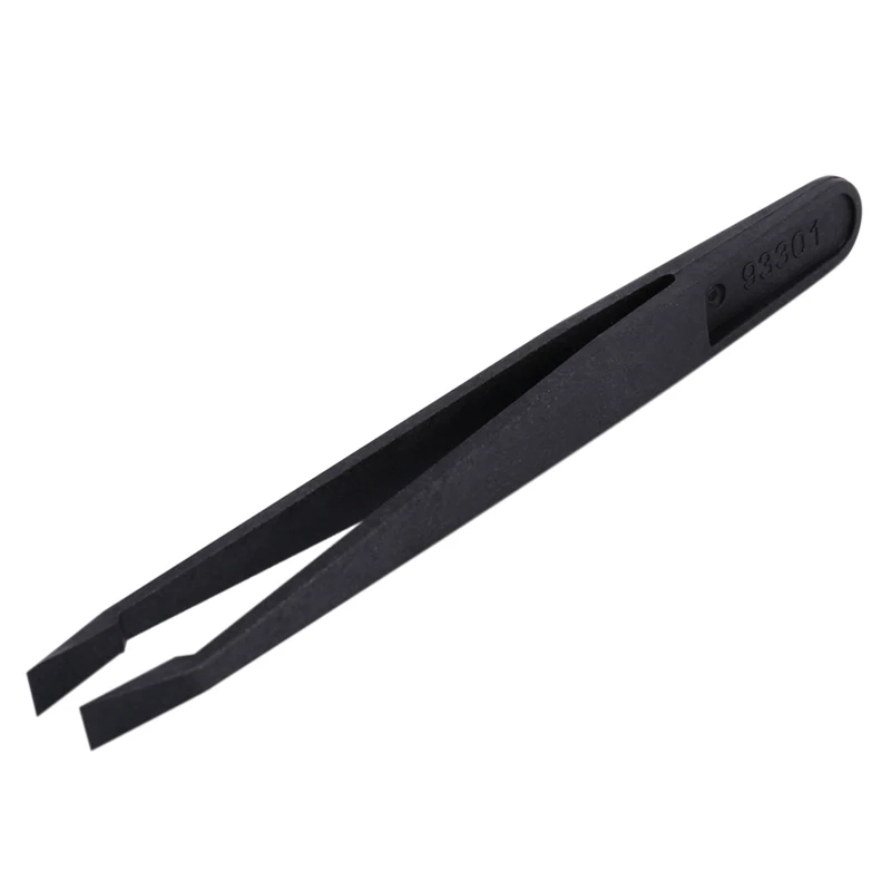 30 Pcs Manual Tool Black Plastic Flat Tip Anti-Static Tweezer 12Cm Long